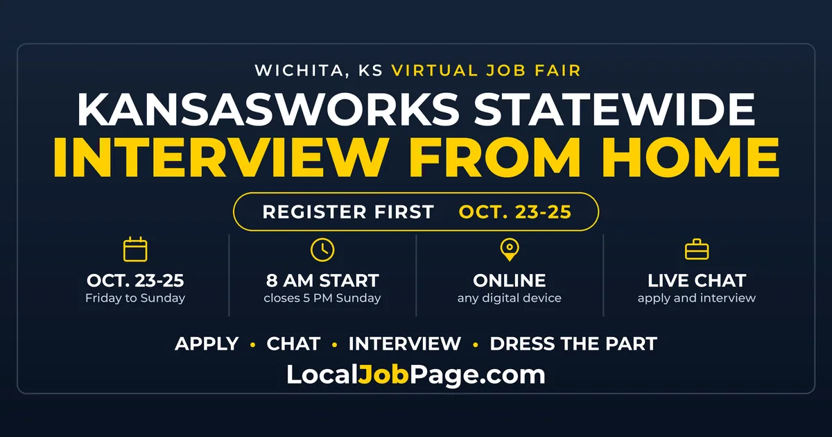 KANSASWORKS Virtual Job Fair Oct. 23-25: Interview With Kansas Employers From Wichita