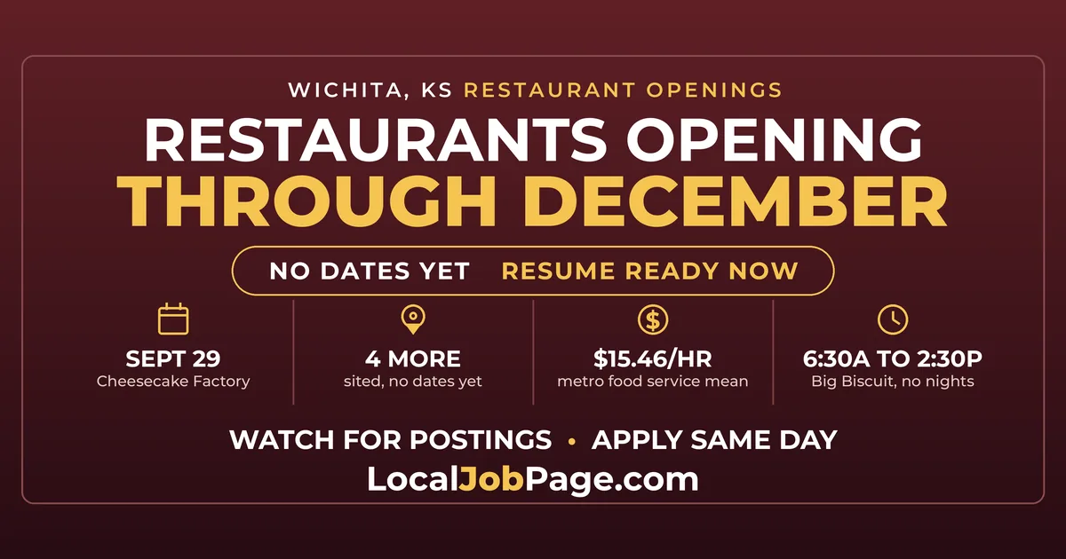 Wichita's Fall Restaurant Openings: Where the New Jobs Are